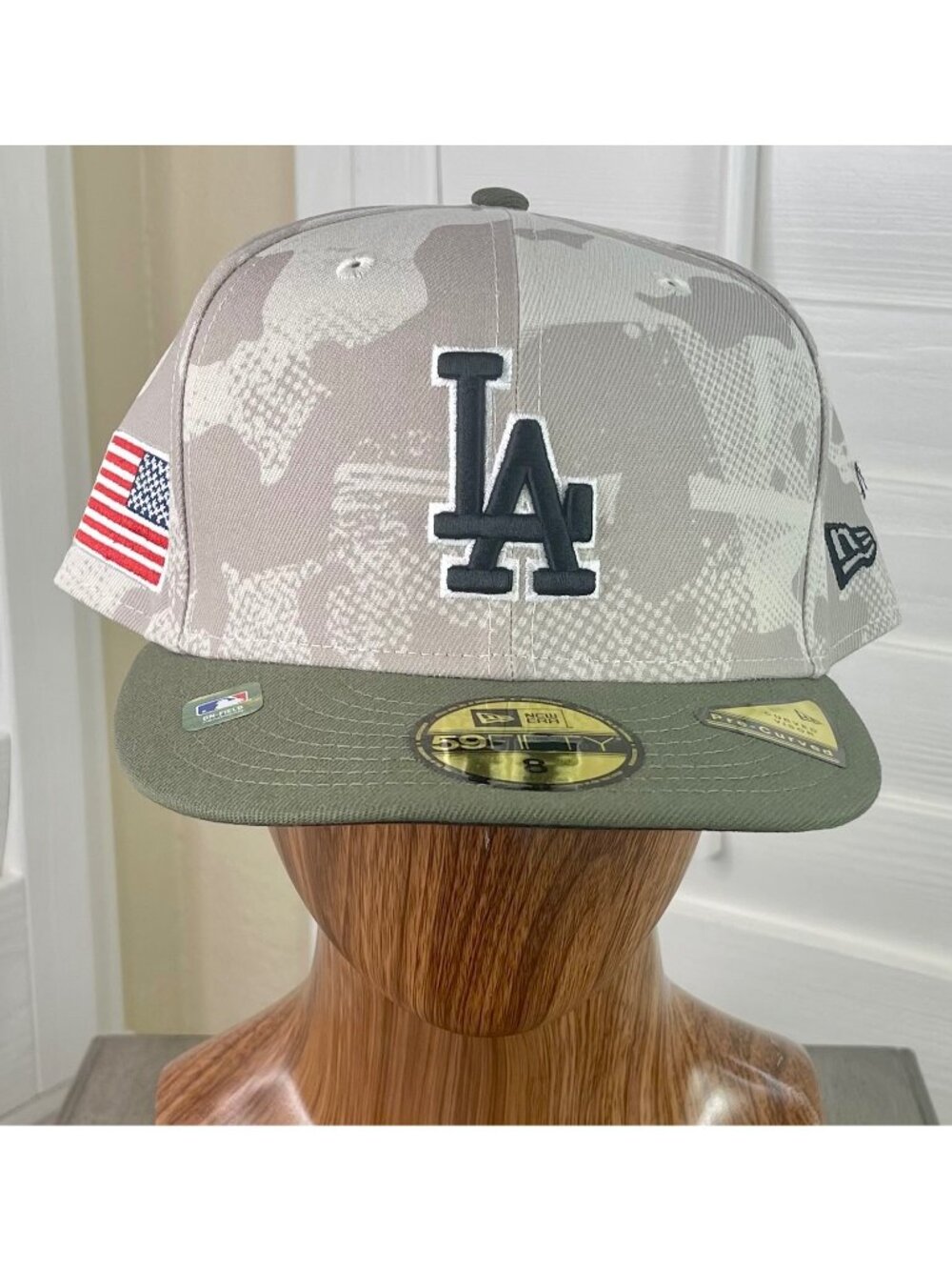 New Era 59Fifty MLB Los Angeles Dodgers Camo/Olive Brim Pre-Curved Fitted Hat 8